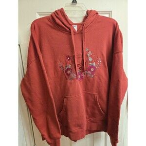 Harry Potter Embroidered Floral Hoodie Sweatshirt Hogwarts Gryffindor Red XL EUC